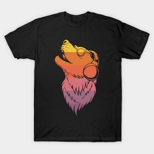 Retro Wolf Headphones T-Shirt